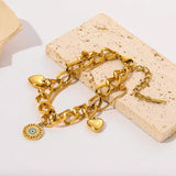 316L Stainless Steel Heart Charm Bracelet Women