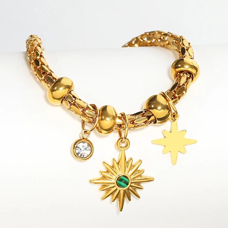 Octagram Star Charm Bracelet Women Vintage Starlight Pendant Chain Bangle