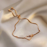 925 Silver Clear Zircon Heart Bracelet Adjustable Tennis Bracelet