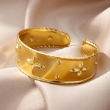 Golden Stainless Steel Bracelet for Women Adjustable Fine Jewelry