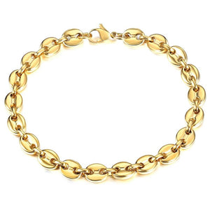 7/9/11mm Coffee Beans Link Chain Bracelet Stainless Steel Silver Gift