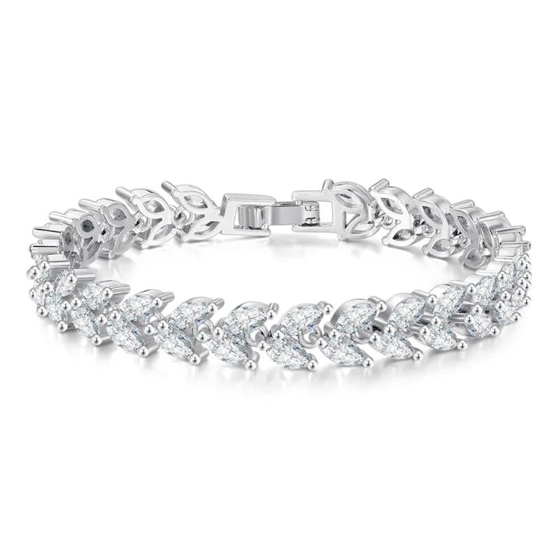 Eye Shape Zirconia Wedding Bangle Bracelet KBH196