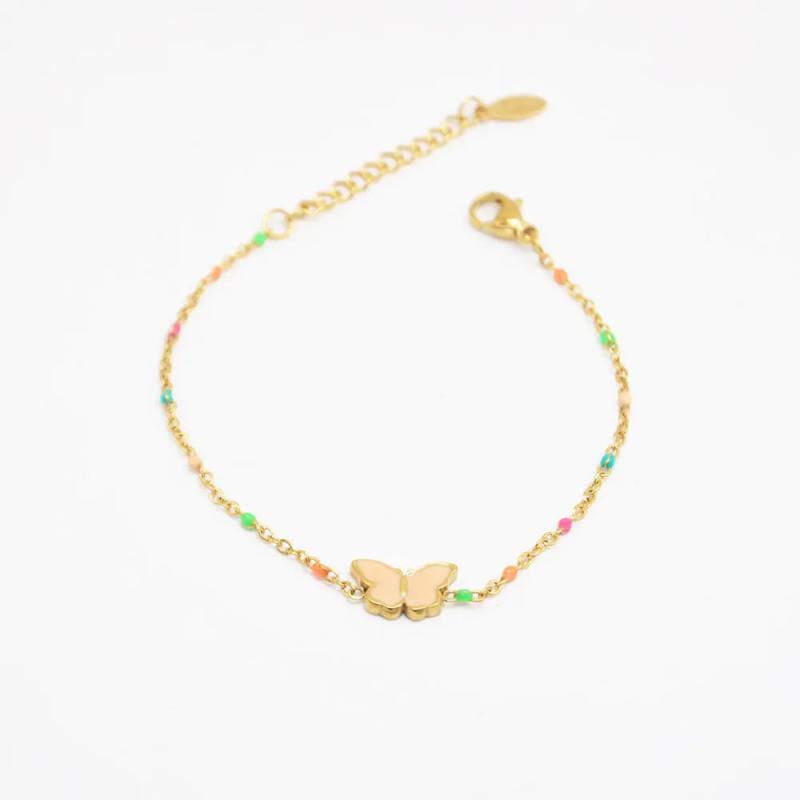 Women's Butterfly Bracelet, Stainless Steel Links, Handcrafted