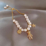 Sweet Bear Animal Baroque Pearl Charm Bracelet 14K Filled