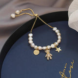 Sweet Bear Animal Baroque Pearl Charm Bracelet 14K Filled