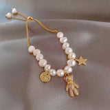 Sweet Bear Animal Baroque Pearl Charm Bracelet 14K Filled