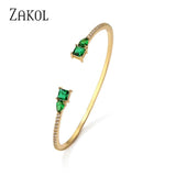 Geometric Green CZ Cuff Bangles for Women
