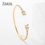 Geometric Green CZ Cuff Bangles for Women