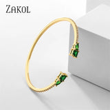 Geometric Green CZ Cuff Bangles for Women