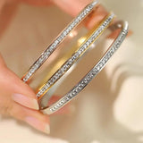 CZ Bangles Stainless Steel Bracelets 18K Plated Jewelry