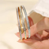 CZ Bangles Stainless Steel Bracelets 18K Plated Jewelry