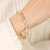 CZ Bangles Stainless Steel Bracelets 18K Plated Jewelry