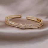 14K Plated Zircon Cross Bracelet - Women's Daily Accessory