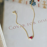 925 Silver Red Heart Zircon Bracelet For Women