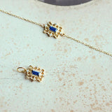 Square Sapphire Silver Bracelet 18k Plated Hand Jewelry