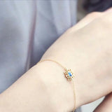 Square Sapphire Silver Bracelet 18k Plated Hand Jewelry