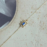 Square Sapphire Silver Bracelet 18k Plated Hand Jewelry