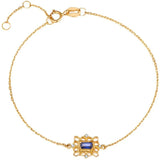Square Sapphire Silver Bracelet 18k Plated Hand Jewelry