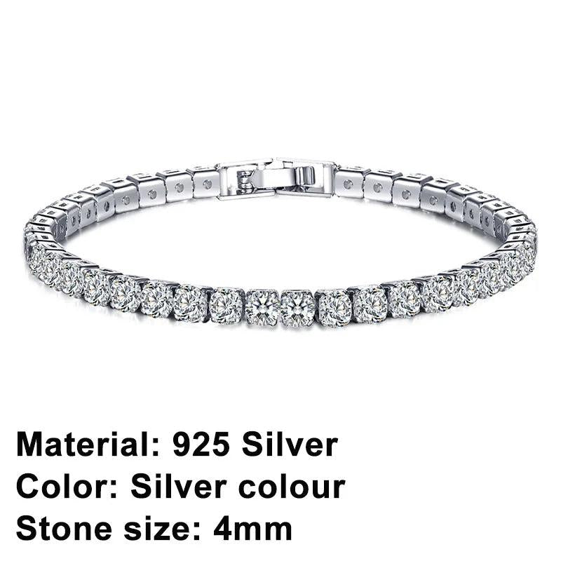 925 Sterling Silver Women's Tennis Bracelet Crystal Engagement Jewelry