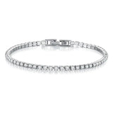 925 Sterling Silver Women's Tennis Bracelet Crystal Engagement Jewelry