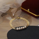 Ear Of Wheat Pearl Charm Bracelet 14K Filled