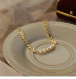 Ear Of Wheat Pearl Charm Bracelet 14K Filled