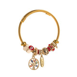 Evil Eyes Tree of Life Cuff Bracelet Plated Open Bangle