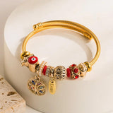 Evil Eyes Tree of Life Cuff Bracelet Plated Open Bangle