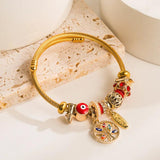 Evil Eyes Tree of Life Cuff Bracelet Plated Open Bangle