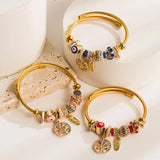 Evil Eyes Tree of Life Cuff Bracelet Plated Open Bangle