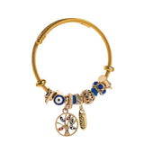 Evil Eyes Tree of Life Cuff Bracelet Plated Open Bangle