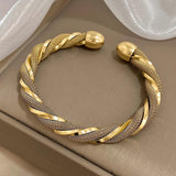 Stainless Steel Cuff Bracelet Twisted Spiral Bangle Party Jewelry Gift