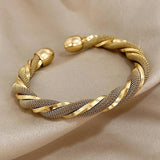 Stainless Steel Cuff Bracelet Twisted Spiral Bangle Party Jewelry Gift