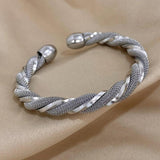 Stainless Steel Cuff Bracelet Twisted Spiral Bangle Party Jewelry Gift