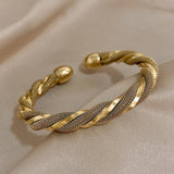 Stainless Steel Cuff Bracelet Twisted Spiral Bangle Party Jewelry Gift
