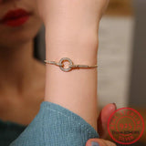 925 Sterling Silver Snake Chain Circle Bracelet Zircon Party Jewelry