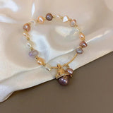 Natural Baroque Freshwater Pearl Cat Charm Bracelet
