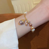 Natural Baroque Freshwater Pearl Cat Charm Bracelet