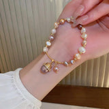 Natural Baroque Freshwater Pearl Cat Charm Bracelet