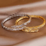 Snake Crystal Open Bangles Bracelets Women Punk Style Animal Chunky Bangles