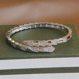 Snake Crystal Open Bangles Bracelets Women Punk Style Animal Chunky Bangles