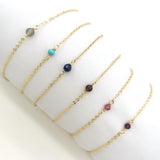 Gemstones Chains Bracelet Labradorite Garnet Lapis Turquoise Pink Tourmaline 14K