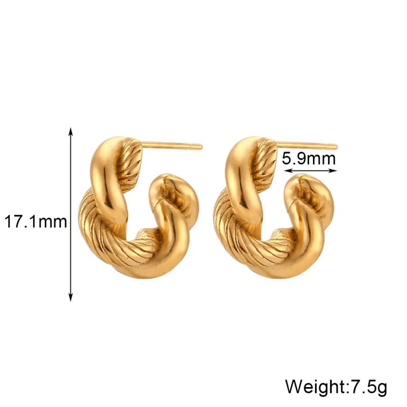 Twisted Chunky Round Hoop Earrings, 18K Plated, Waterproof, Hypoallergenic