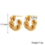 Twisted Chunky Round Hoop Earrings, 18K Plated, Waterproof, Hypoallergenic