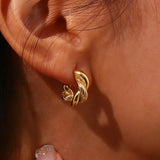 Twisted Chunky Round Hoop Earrings, 18K Plated, Waterproof, Hypoallergenic