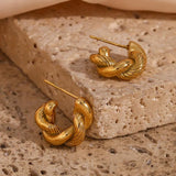 Twisted Chunky Round Hoop Earrings, 18K Plated, Waterproof, Hypoallergenic