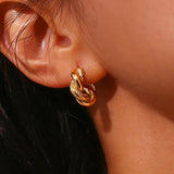 Twisted Chunky Round Hoop Earrings, 18K Plated, Waterproof, Hypoallergenic
