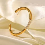 Uworld Ins 18k Plated Stainless Steel Bracelet Green Cubic Zirconia Bangles