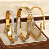Zircon Stainless Steel Bangle Bracelet for Women