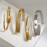 Zircon Stainless Steel Bangle Bracelet for Women